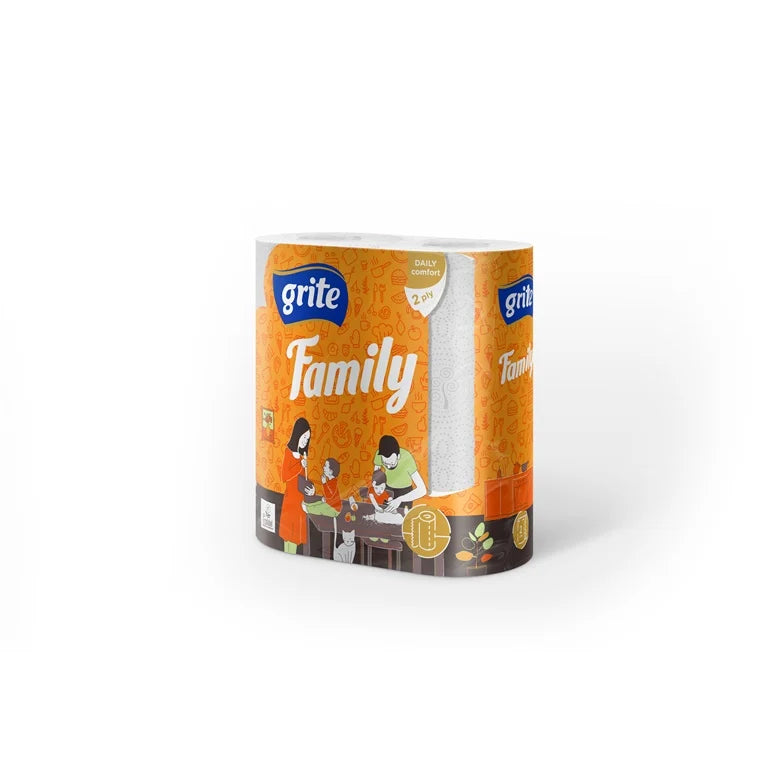 Papīra dvieļi GRITE Family, 2 ruļļi