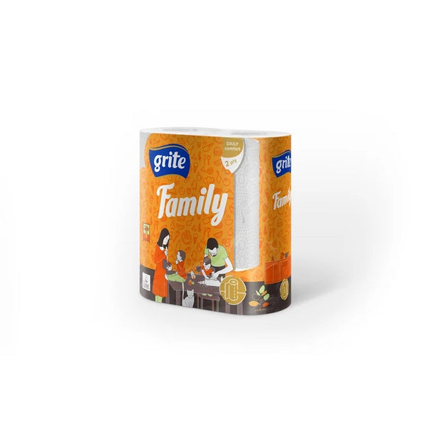 Papīra dvieļi GRITE Family, 2 ruļļi