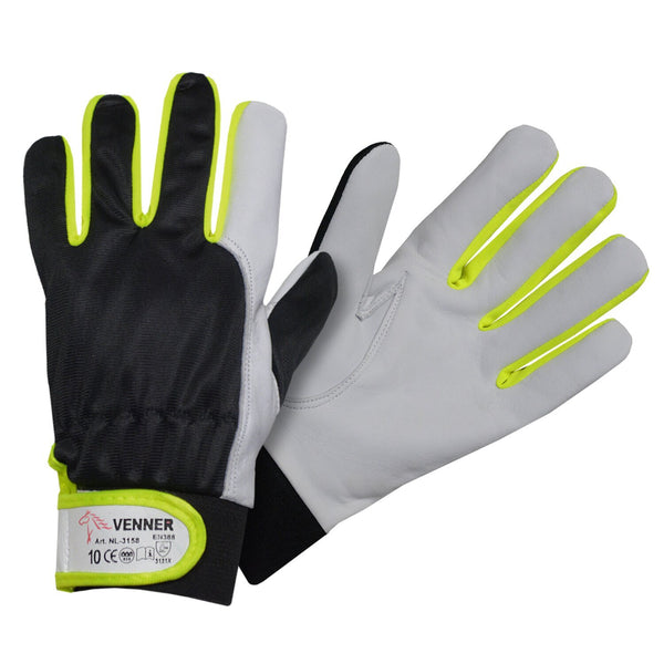 Ādas darba cimdi ar klipsi.